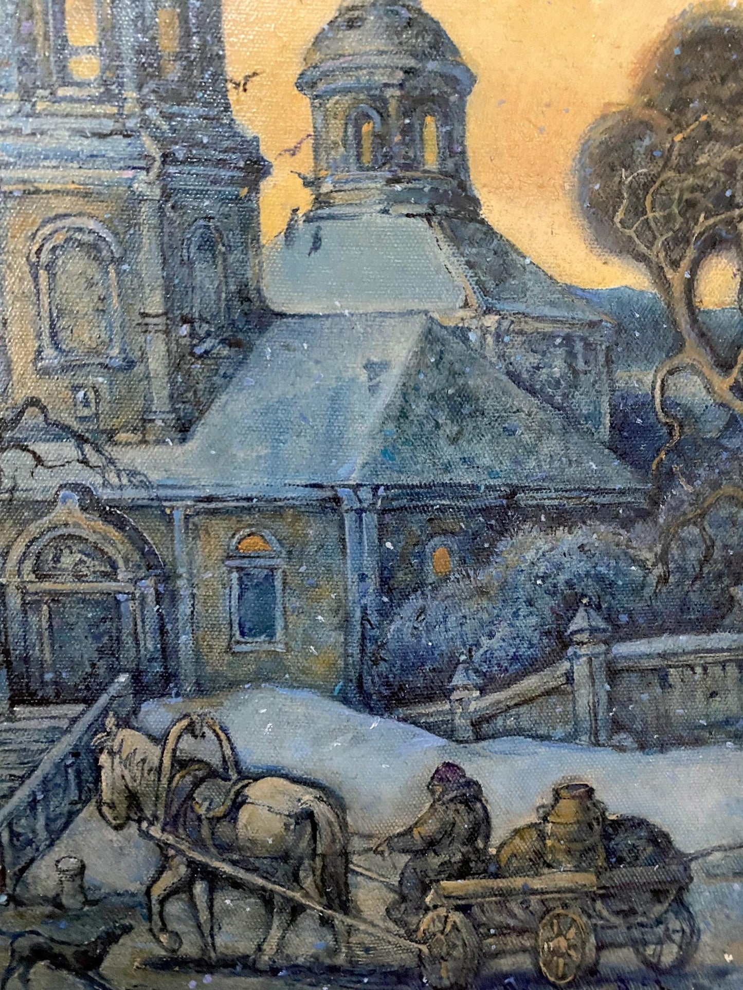 Oleg Litvinov's Oil Painting of a Winter Church Scene