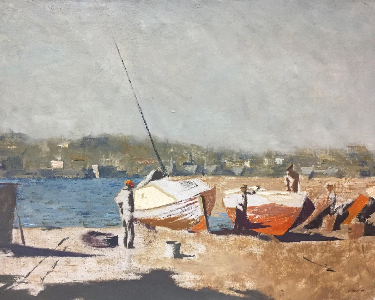 Oil painting Boats Alexey Fedorovich Vlasov