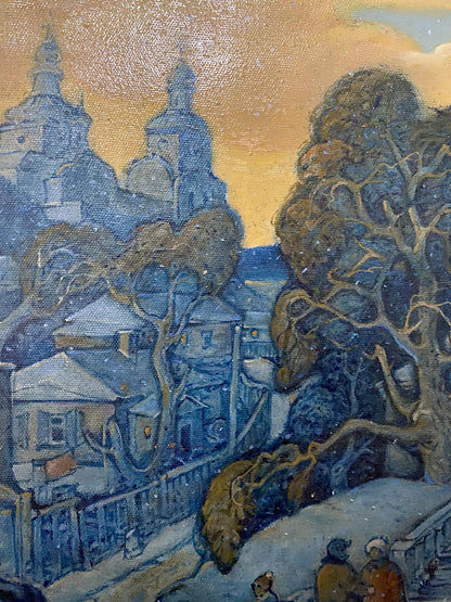 Oleg Litvinov's Church Winter Scene in Oil Colors