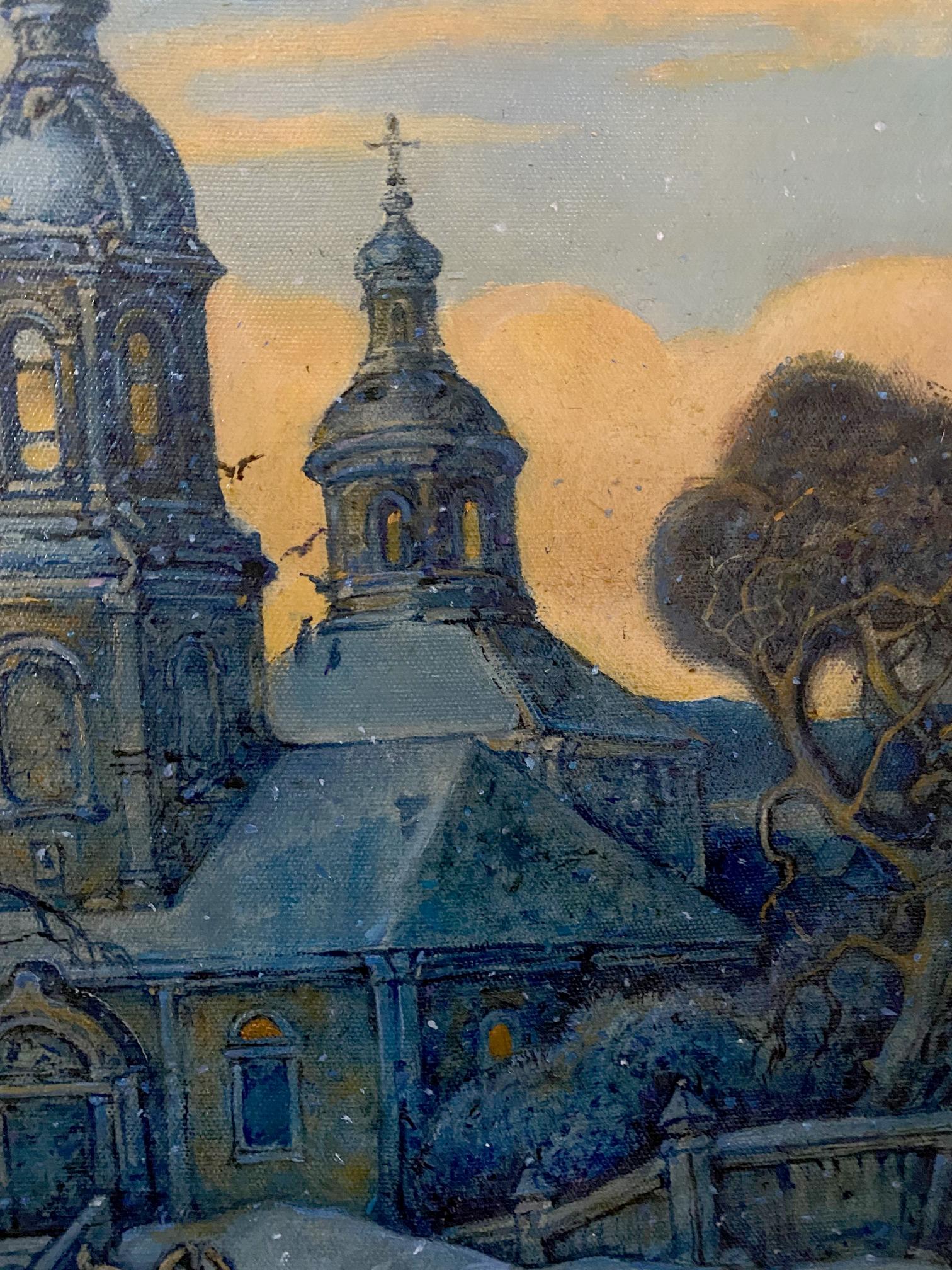 Oleg Litvinov's Oil Painting: Church in Winter