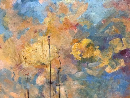 Oil painting Ships original picture painter