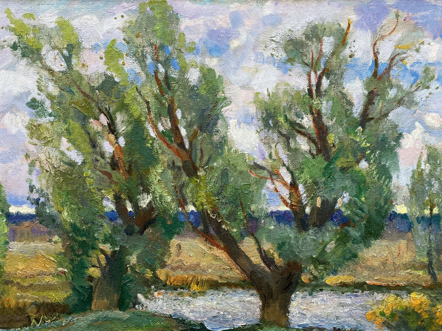 Oil painting Small lake in the forest Alexander Mynka