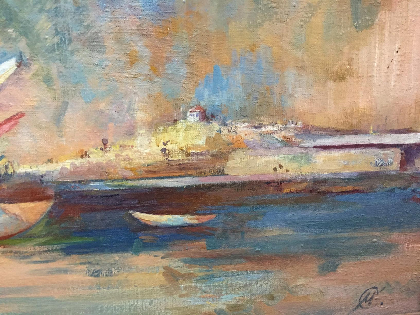 Oil painting Ships original picture painter