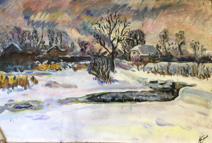 Oil painting Winter landscape Chernikov Vladimir Mikhailovich