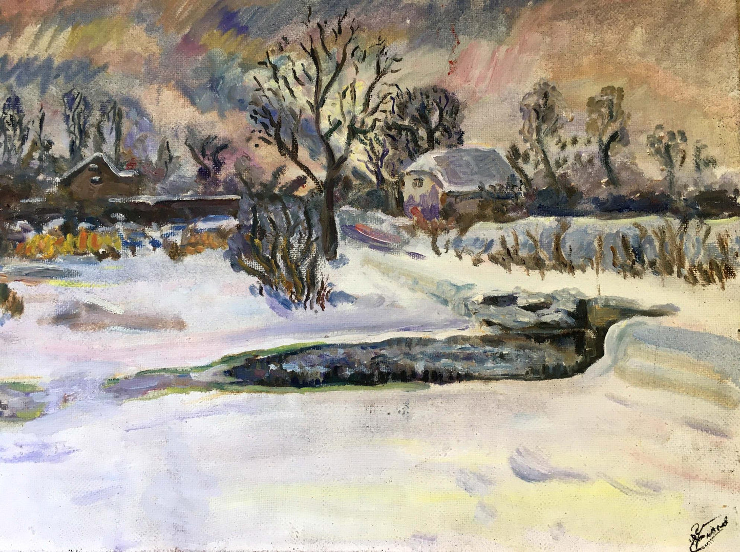 Oil painting Winter landscape Chernikov Vladimir Mikhailovich