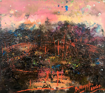 Abstract oil painting Nightfall Silhouette Vladimir Mazur