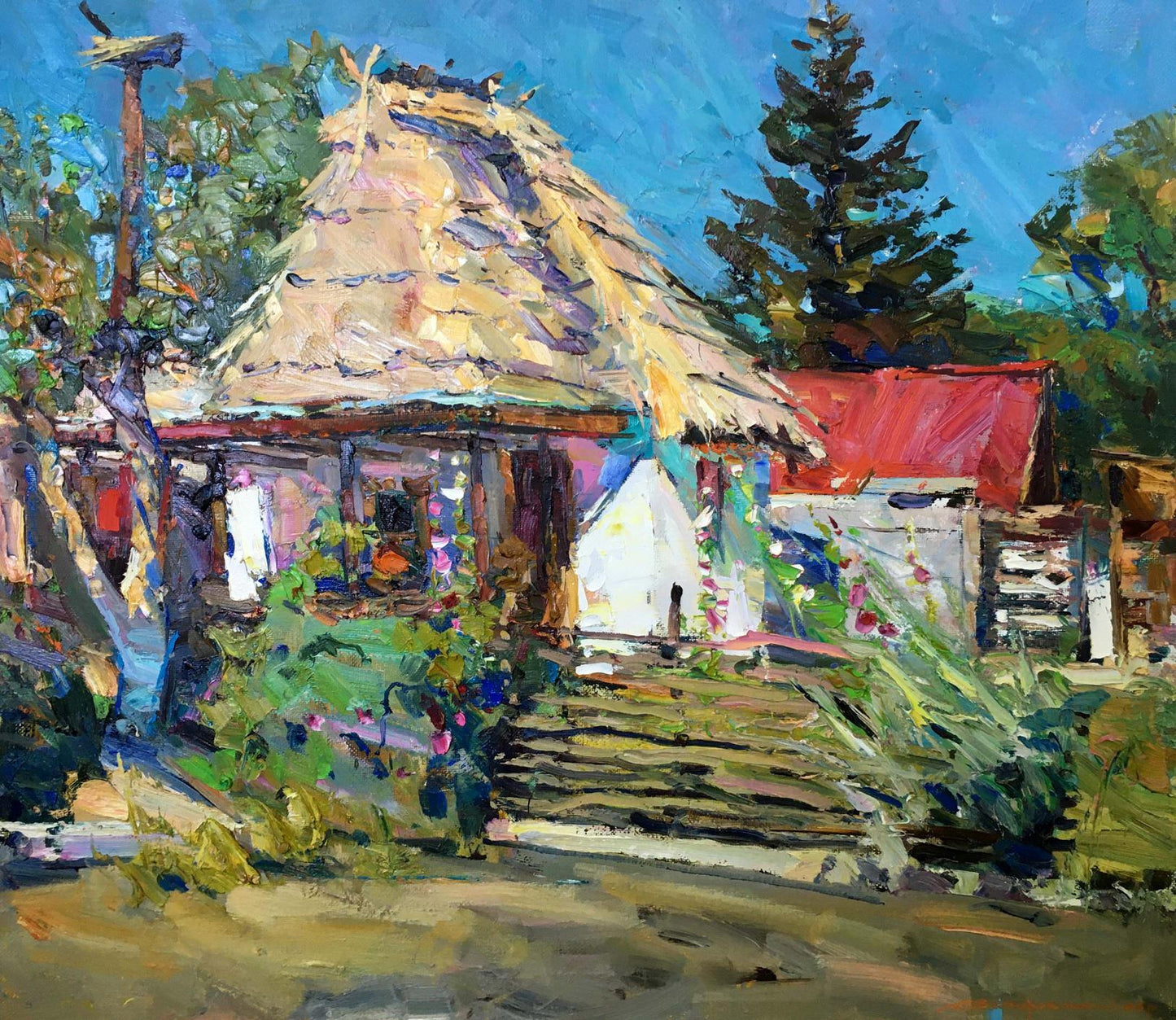 Oil painting Mallows bloom Zaborovsky Leonid Alexandrovich