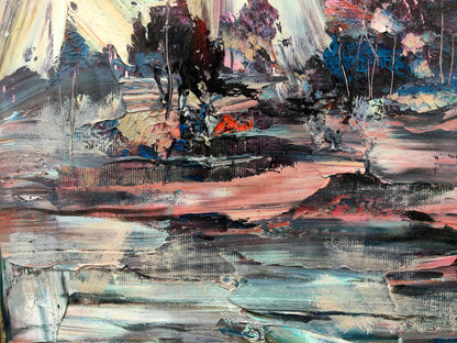 Abstract oil painting Autumn Forest Landscape Mazur Vladimir