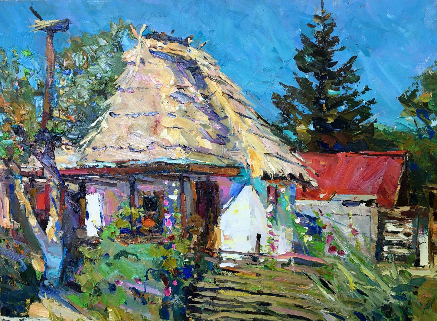 Oil painting Mallows bloom Zaborovsky Leonid Alexandrovich