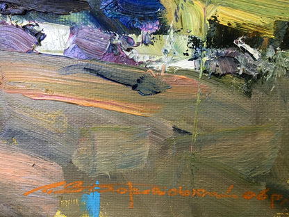 Oil painting Mallows bloom Zaborovsky Leonid Alexandrovich