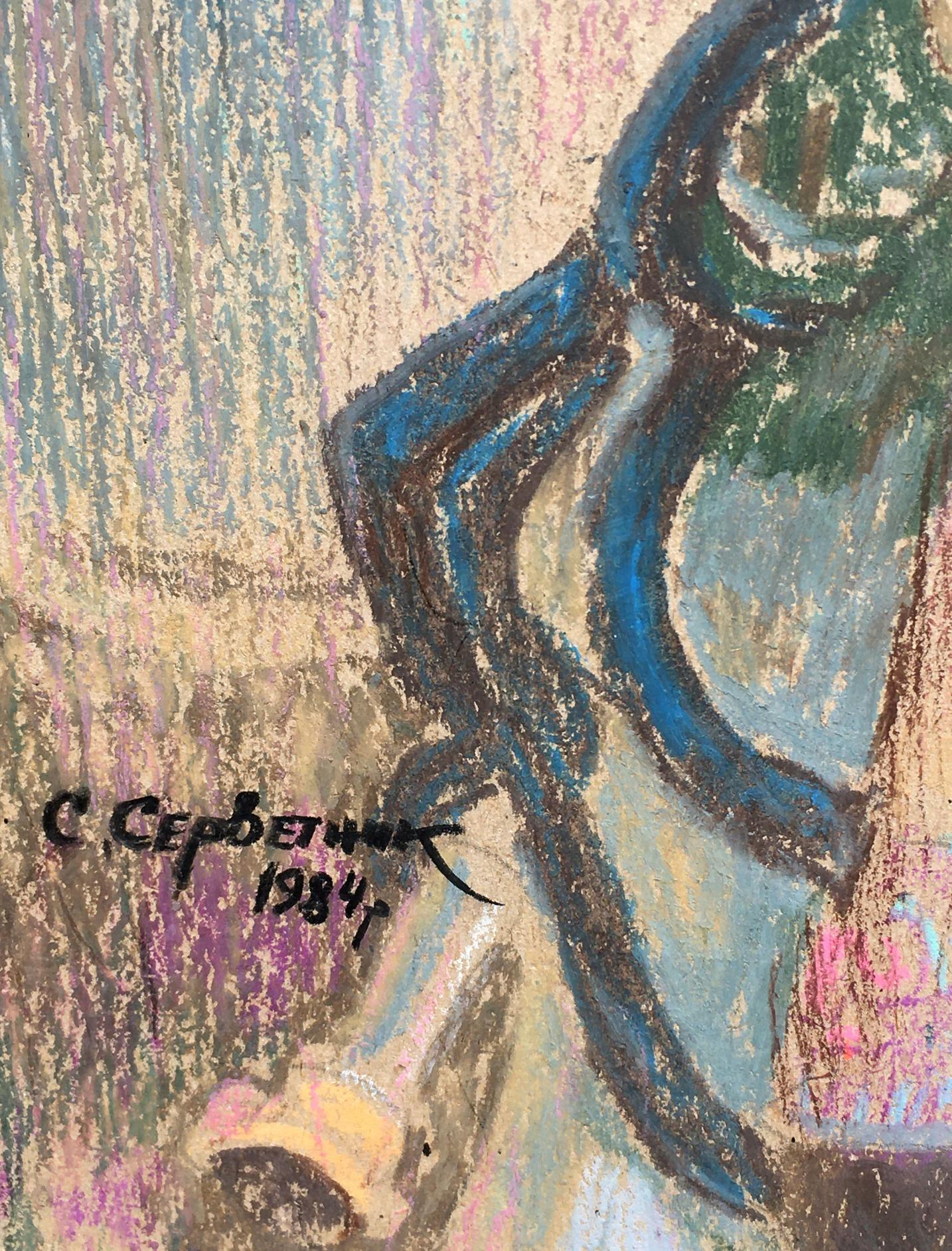 Social realism tempera painting Portrait of a milkmaid Servetnik Stanislav Maryanovich