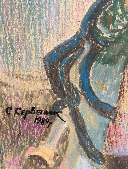 Social realism tempera painting Portrait of a milkmaid Servetnik Stanislav Maryanovich