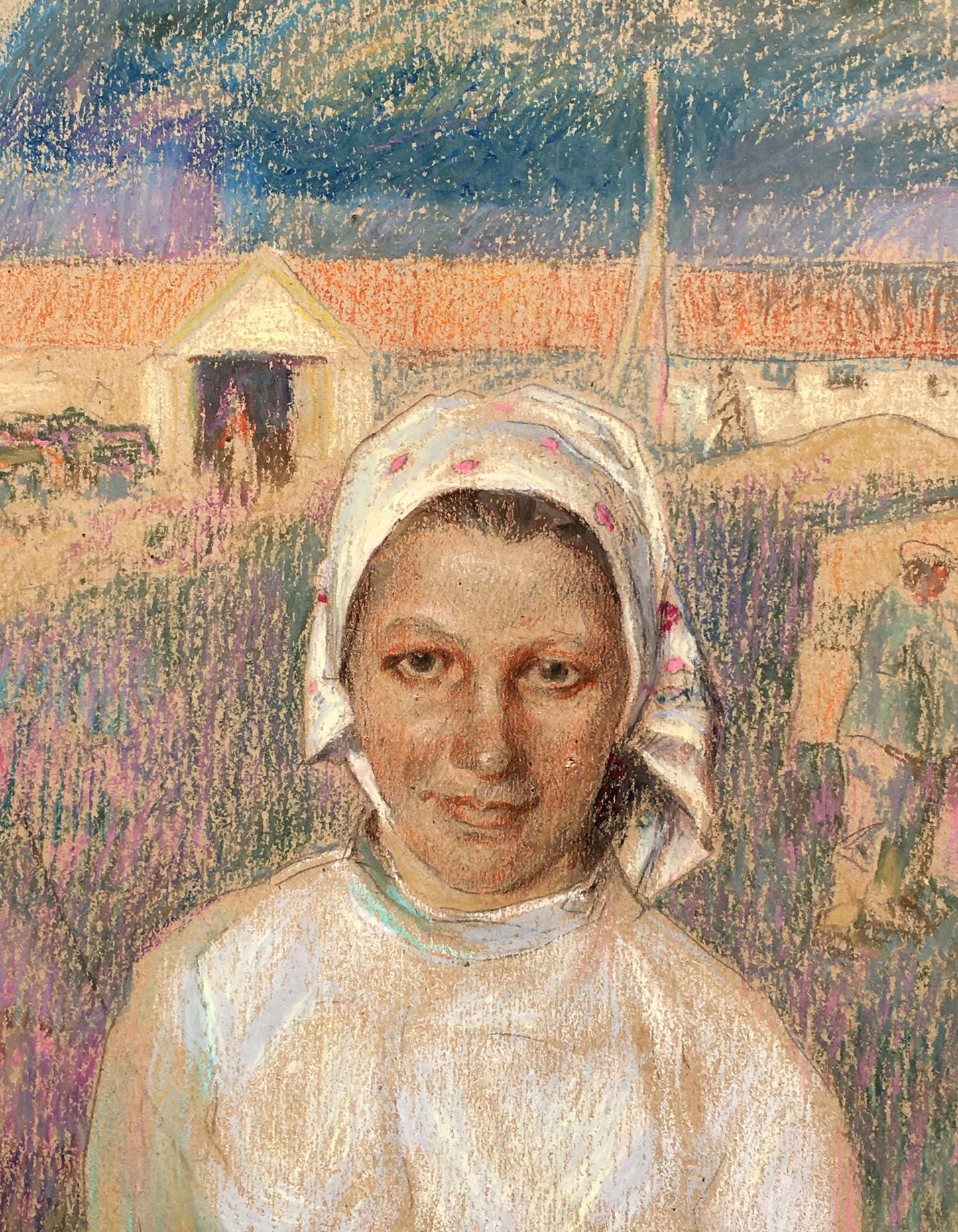 Social realism tempera painting Portrait of a milkmaid Servetnik Stanislav Maryanovich