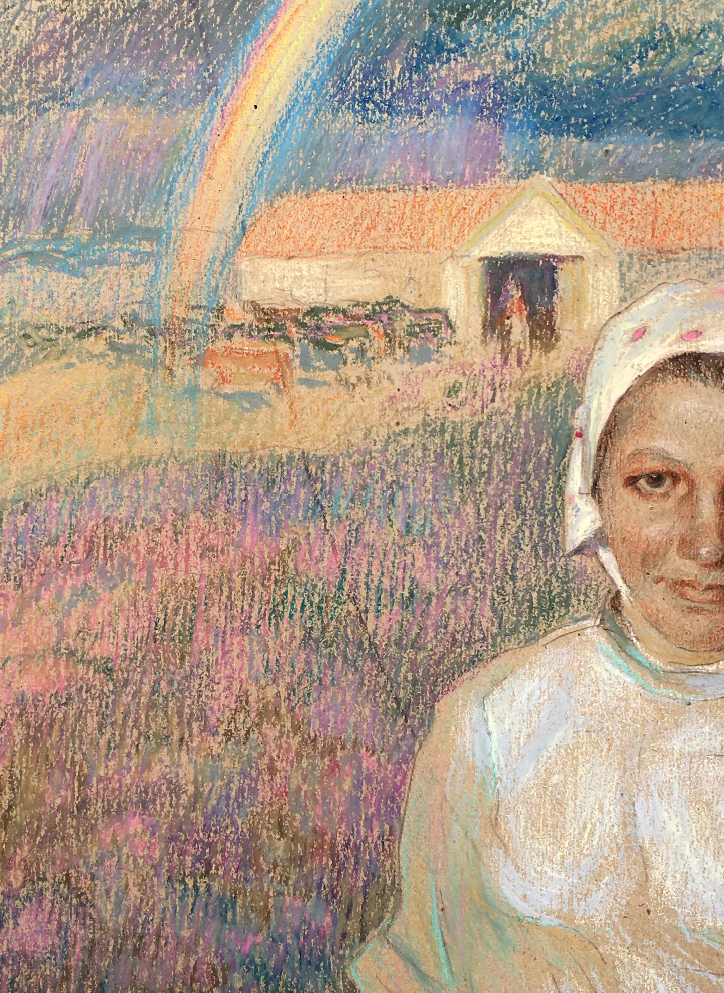 Social realism tempera painting Portrait of a milkmaid Servetnik Stanislav Maryanovich