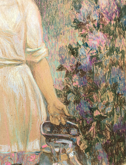 Social realism tempera painting Portrait of a milkmaid Servetnik Stanislav Maryanovich