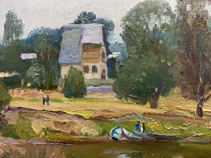 Oil painting River landscape Unknown artist