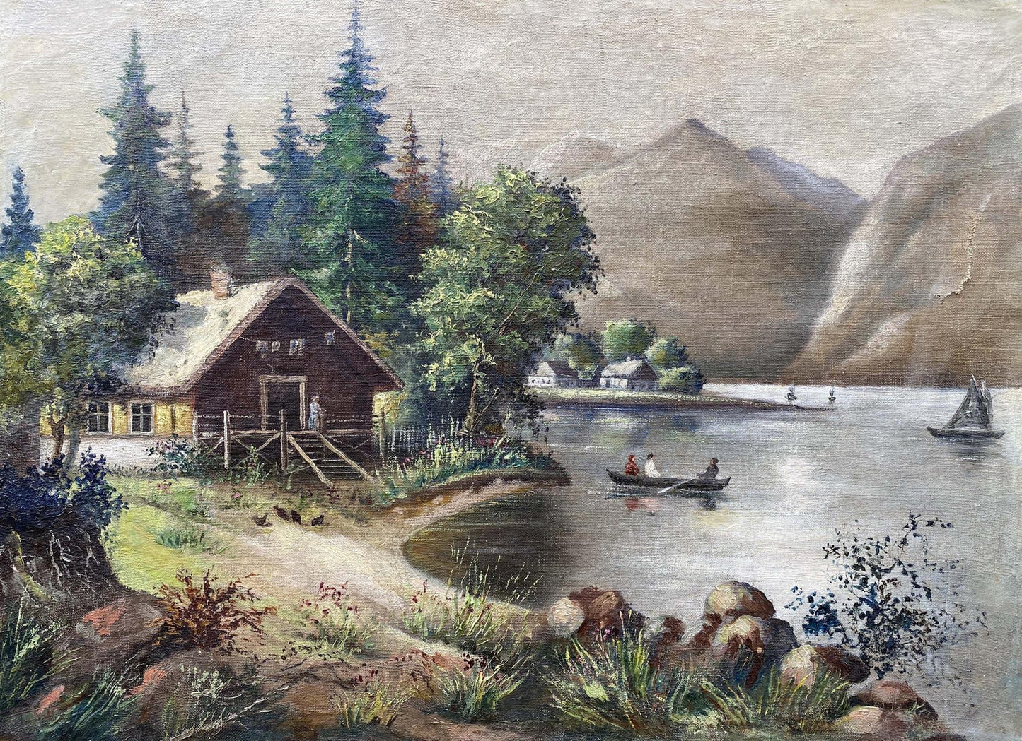 Oil painting Fishing boat ride Unknown artist