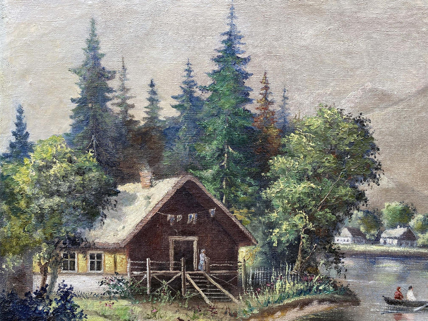 Oil painting Fishing boat ride Unknown artist