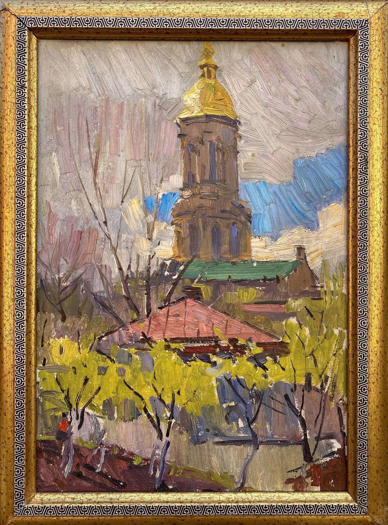 Oil painting Church landscape Belsky Mikhail Gavrilovich