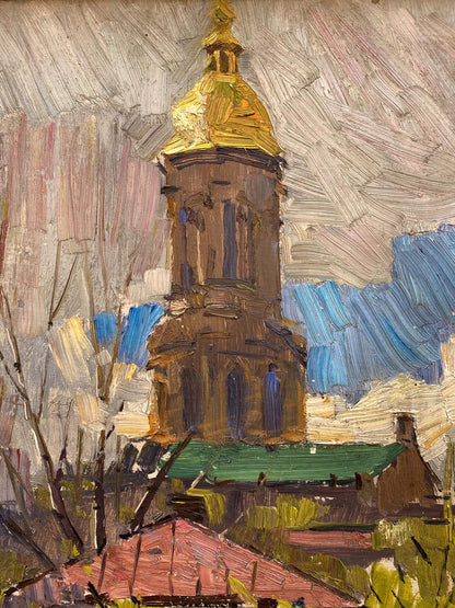 Oil painting Church landscape Belsky Mikhail Gavrilovich
