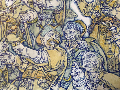 Ink painting Gogol and Taras Bulba Litvinov Oleg Arkad'yevich