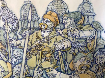Ink painting Gogol and Taras Bulba Litvinov Oleg Arkad'yevich