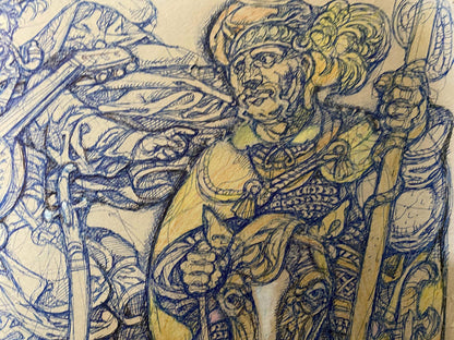 Colored ink painting Cossacks Litvinov Oleg Arkad'yevich