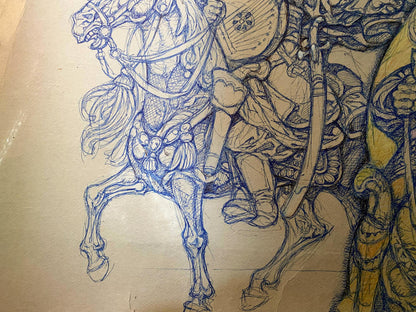 Colored ink painting Cossacks Litvinov Oleg Arkad'yevich