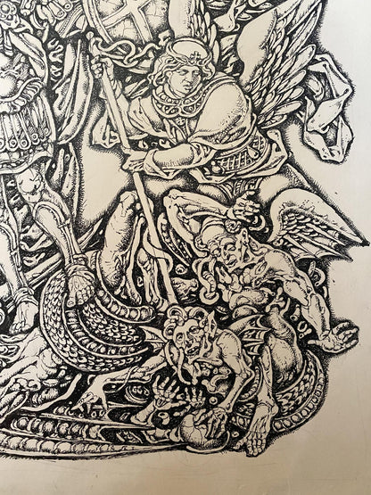 Ink painting Michael the Archangel Litvinov Oleg Arkad'yevich