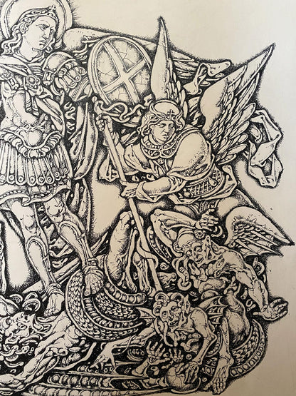 Ink painting Michael the Archangel Litvinov Oleg Arkad'yevich