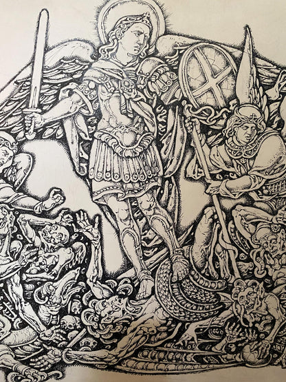 Ink painting Michael the Archangel Litvinov Oleg Arkad'yevich