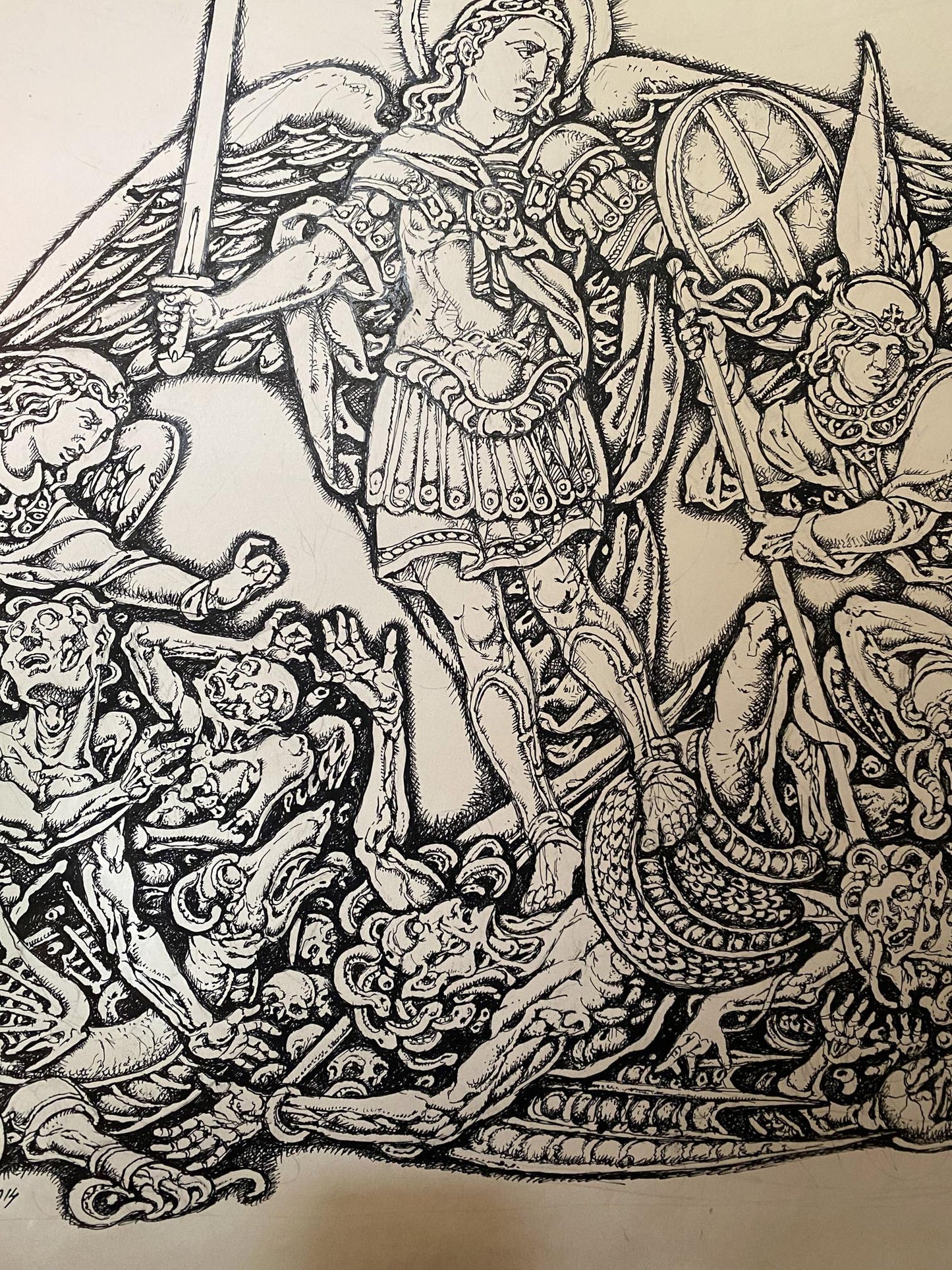 Ink painting Michael the Archangel Litvinov Oleg Arkad'yevich