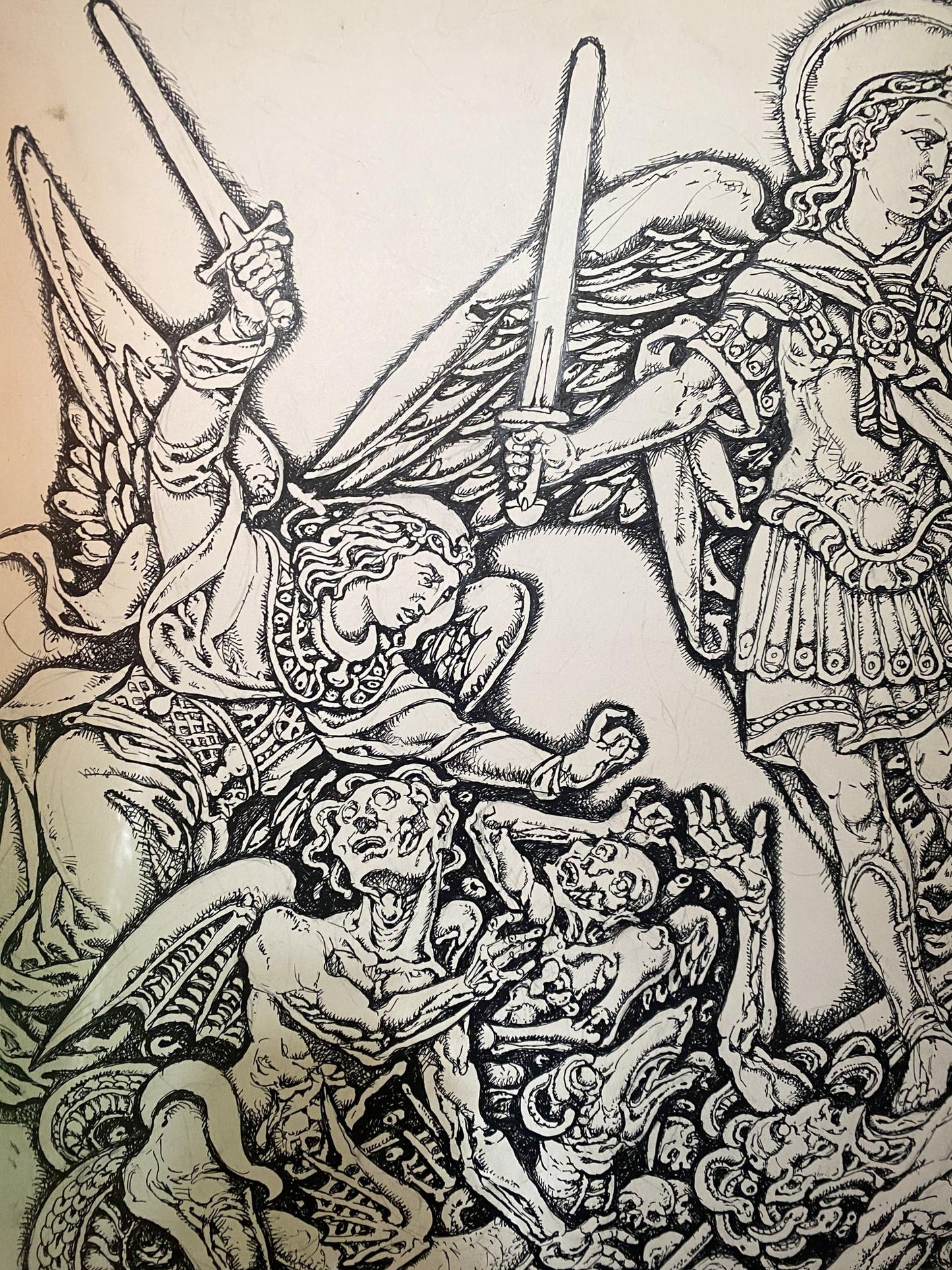 Ink painting Michael the Archangel Litvinov Oleg Arkad'yevich
