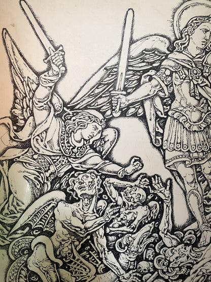 Ink painting Michael the Archangel Litvinov Oleg Arkad'yevich