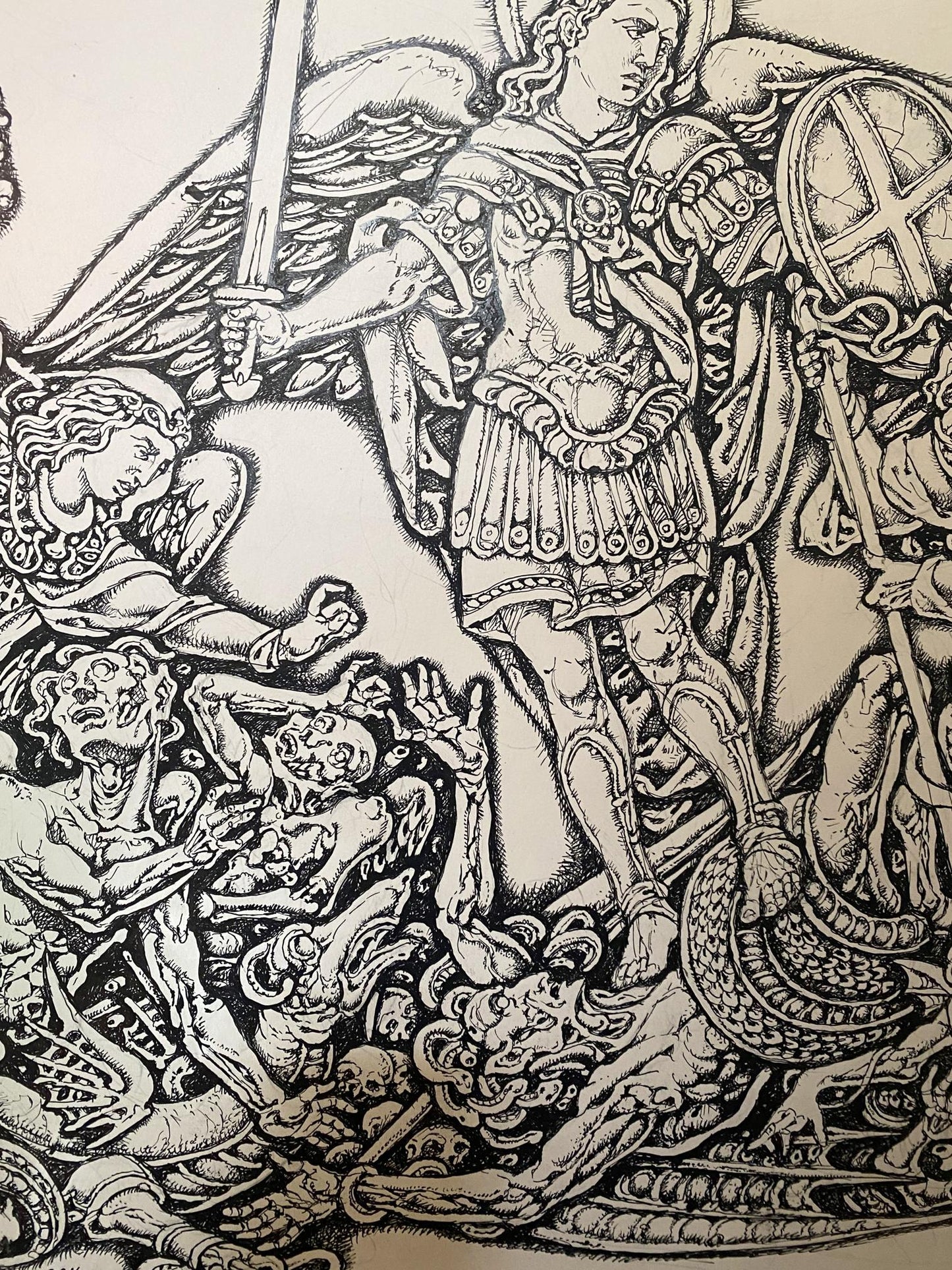 Ink painting Michael the Archangel Litvinov Oleg Arkad'yevich