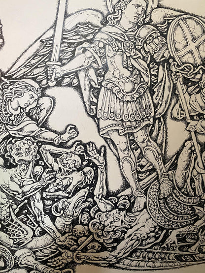 Ink painting Michael the Archangel Litvinov Oleg Arkad'yevich
