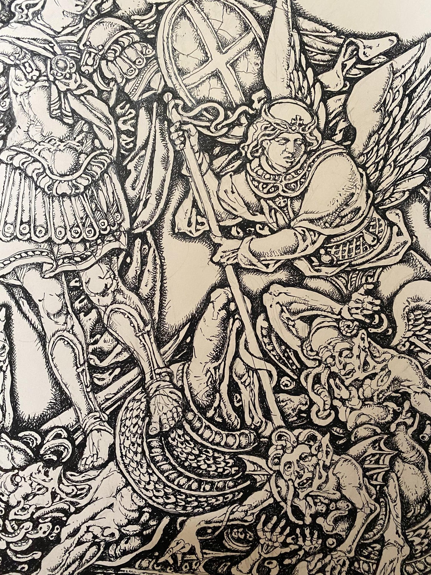 Ink painting Michael the Archangel Litvinov Oleg Arkad'yevich