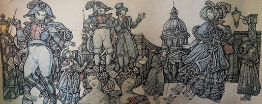 Ink painting Gogol and St. Petersburg Tales Oleg Litvinov