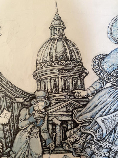 Ink painting Gogol and St. Petersburg Tales Oleg Litvinov