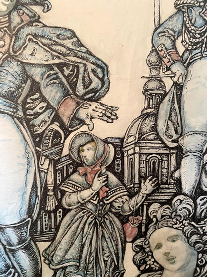 Ink painting Gogol and St. Petersburg Tales Oleg Litvinov