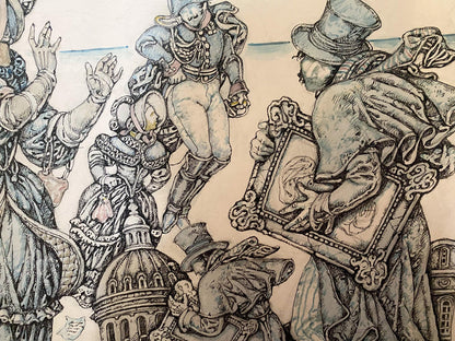 Ink painting Gogol's Urban Chronicles Oleg Litvinov
