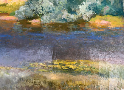 Oil painting Village near the river Alexander Mynka