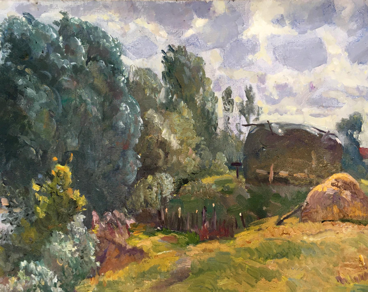Oil painting Cloudy day near the river Alexander Mynka