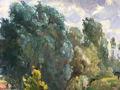 Oil painting Cloudy day near the river Alexander Mynka