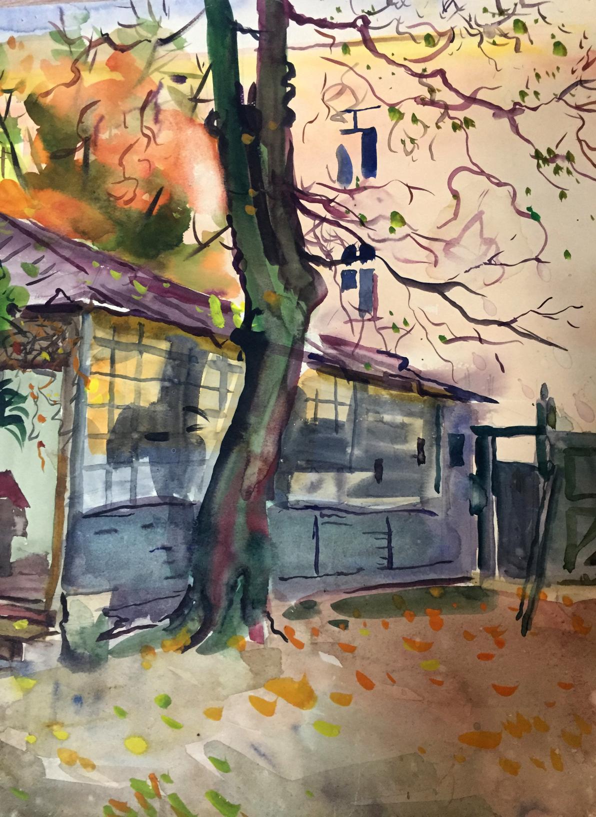 Watercolor painting Urban area Viktor Kryzhanivskyi