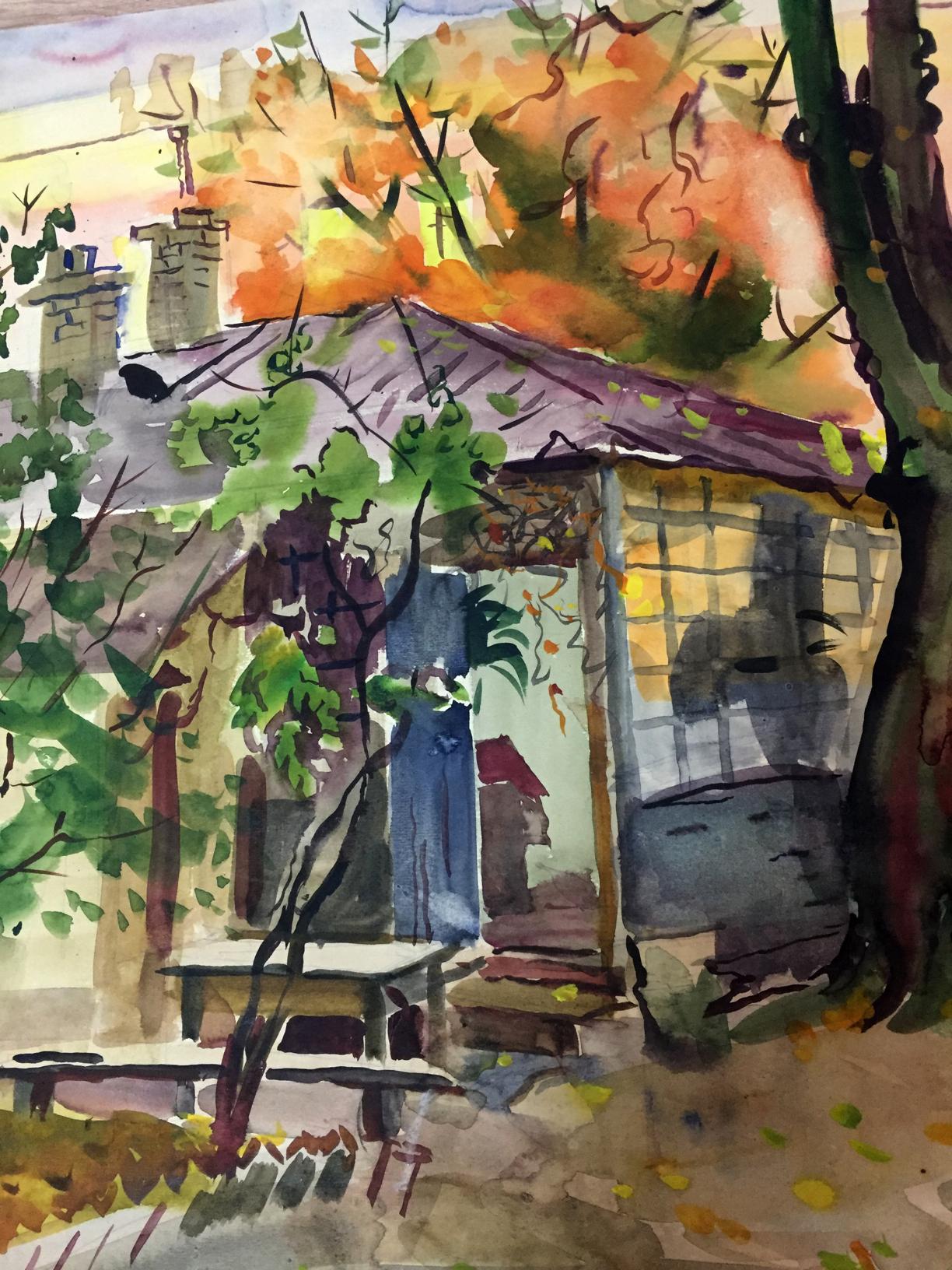 Watercolor painting Urban area Viktor Kryzhanivskyi
