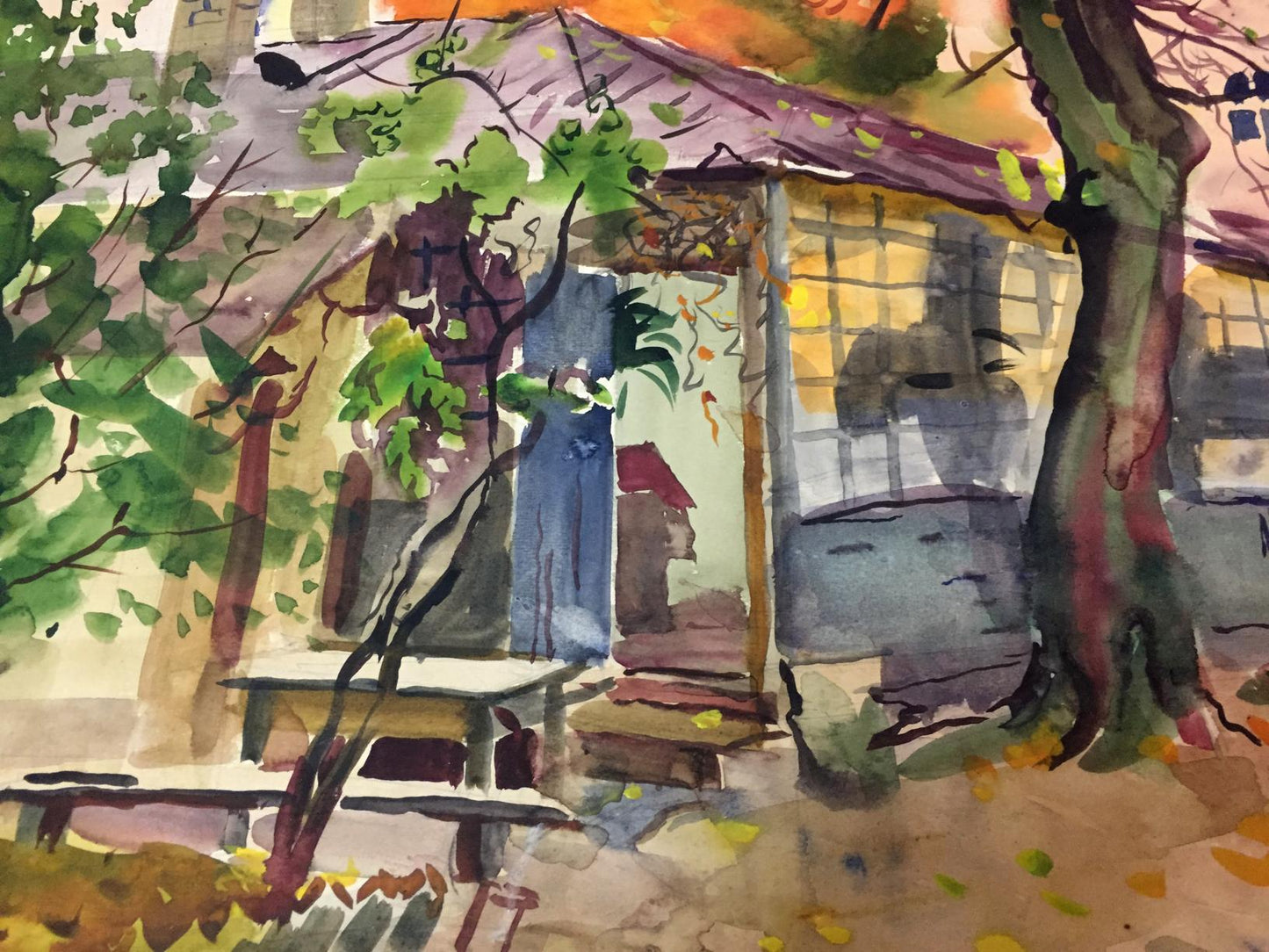 Watercolor painting Urban area Viktor Kryzhanivskyi