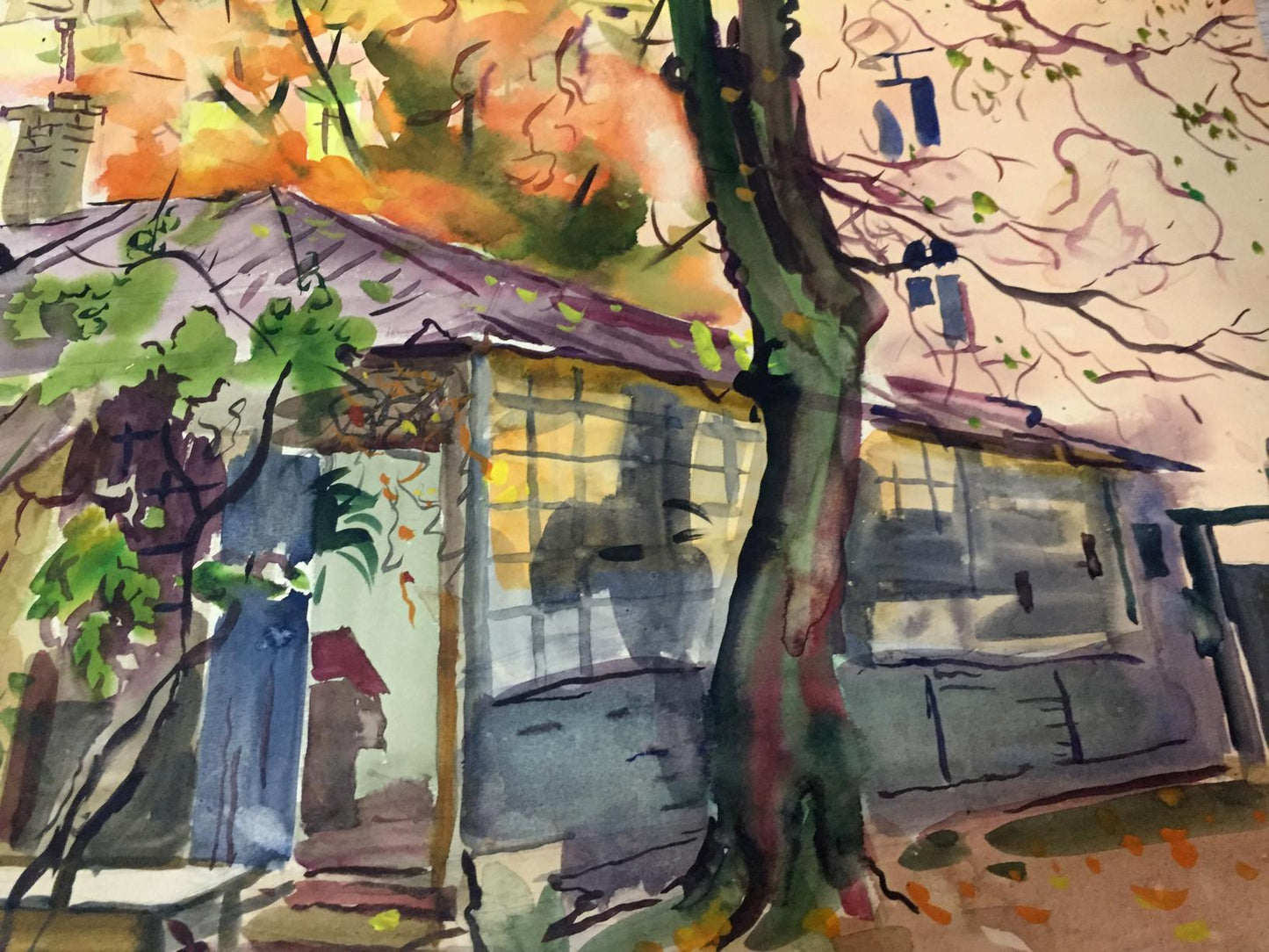 Watercolor painting Urban area Viktor Kryzhanivskyi