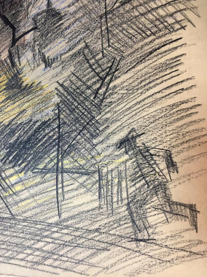 Pencils painting Disturbing evening Kryzhanivskyi Viktor Vladimirovich