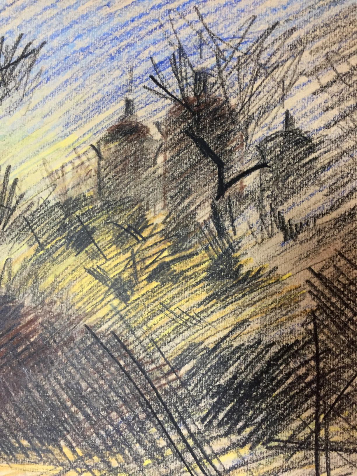 Pencils painting Disturbing evening Kryzhanivskyi Viktor Vladimirovich